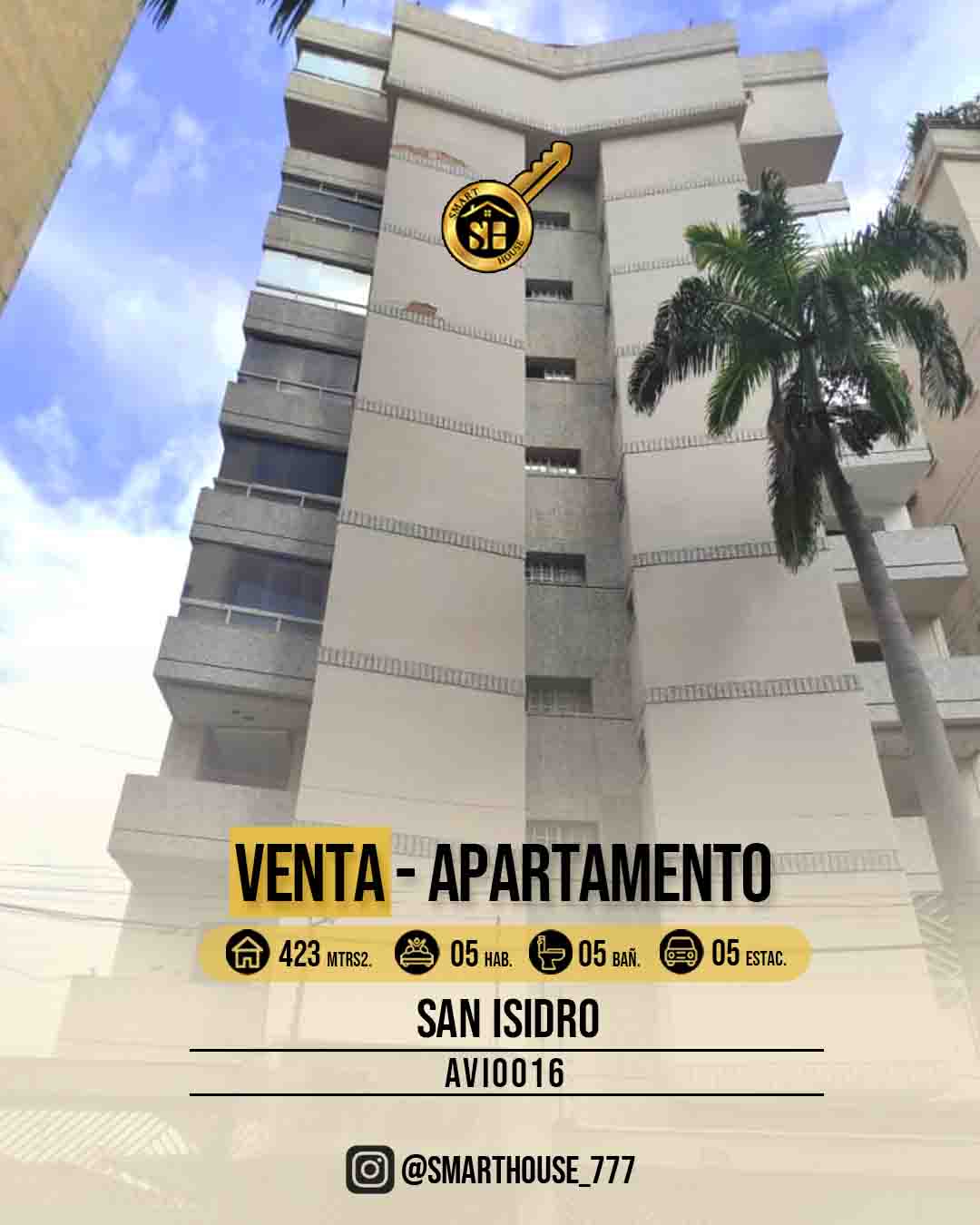 APARTAMENTO VENTA (EXCLUSIVO) SAN ISIDRO