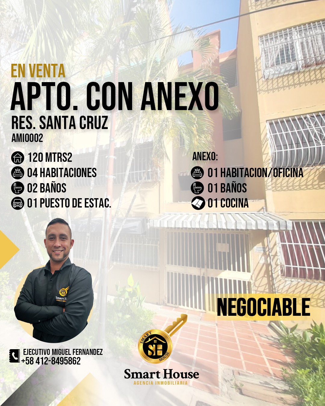 APARTAMENTO VENTA RES. SANTA CRUZ