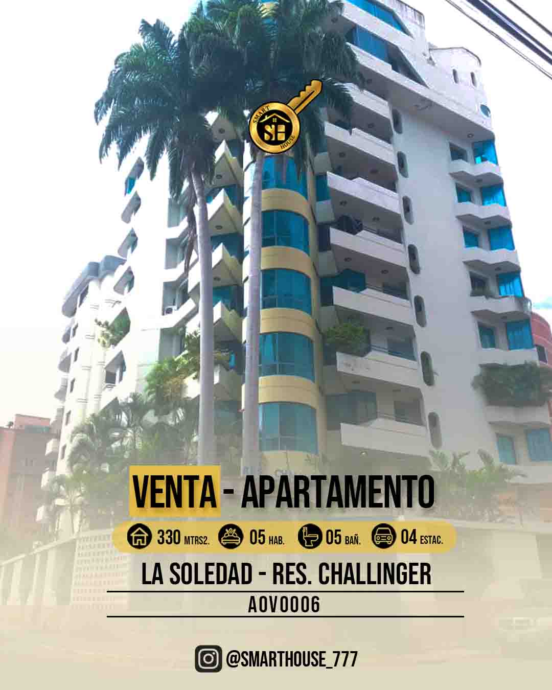 APARTAMENTO VENTA RES. CHALLINGER LA SOLEDAD