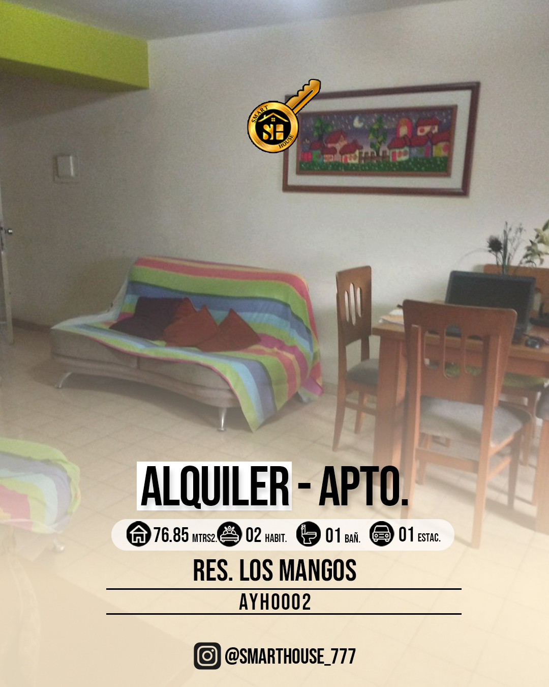 APARTAMENTO ALQUILER RES. LOS MANGOS - AV. CONSTITUCION